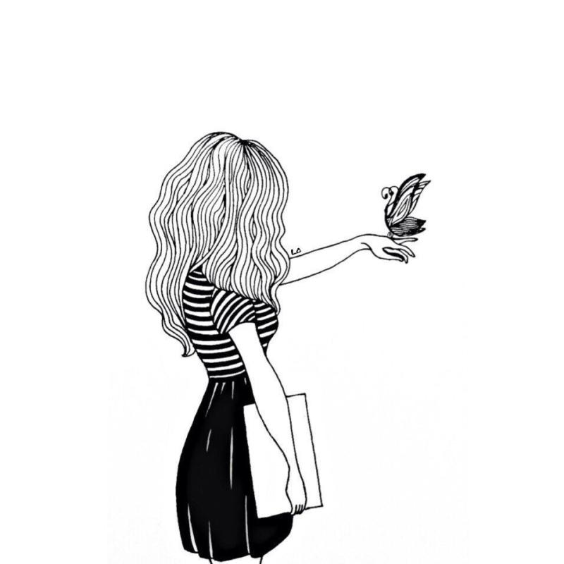 Черно белые рисунки девушек