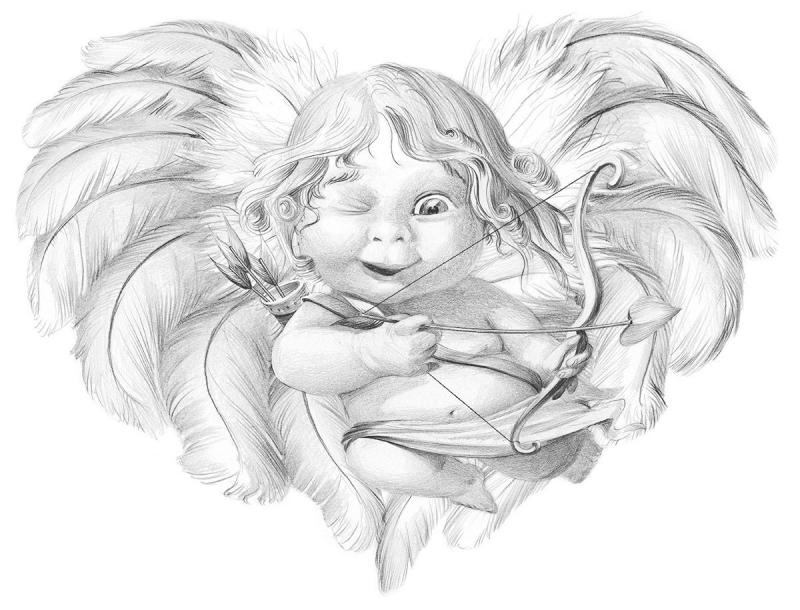 Ангел рисунок карандашом для срисовки