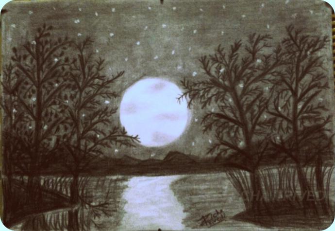 Правополушарное рисование Лунная ночь