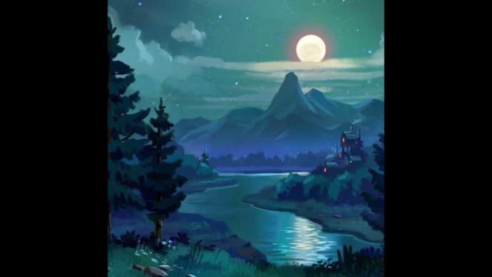 Лодка ночь Луна