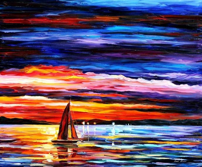 Закат на море рисунок