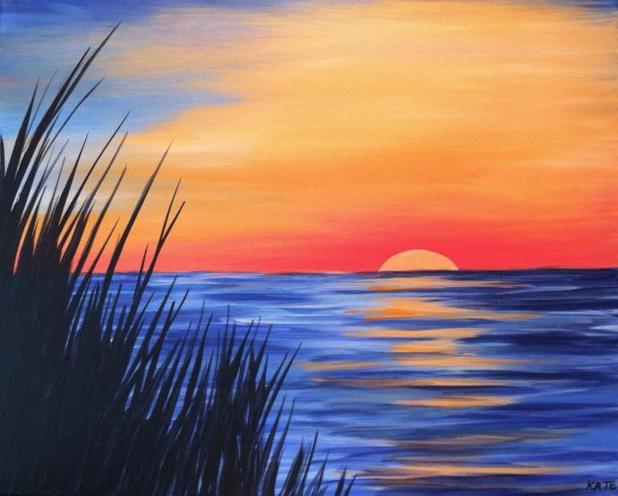 Пейзаж с пальмами пастель