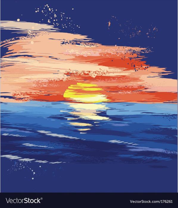 Закат акварелью