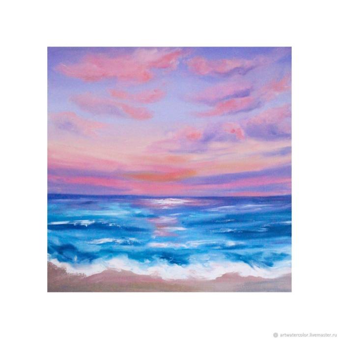 Морской пейзаж с пальмами закат