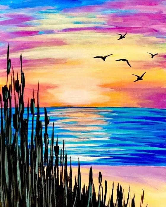 Морской закат акрилом