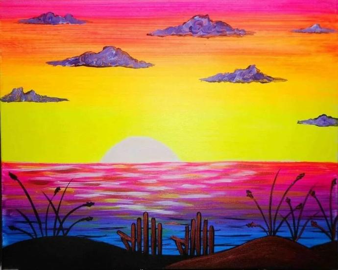 Морской пейзаж силуэт