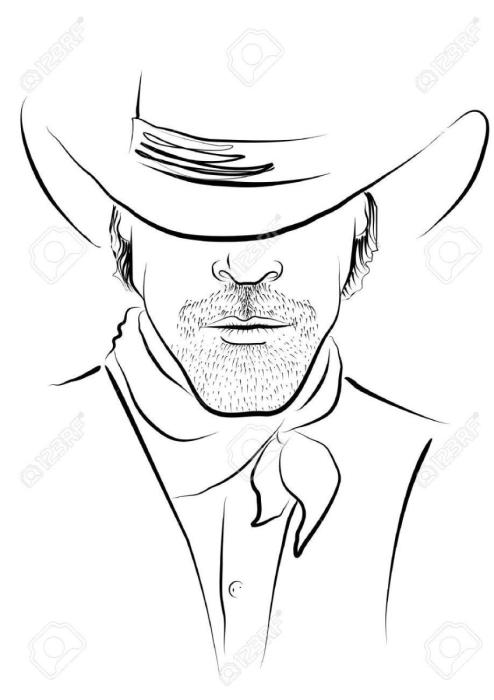 Контур человека в шляпе