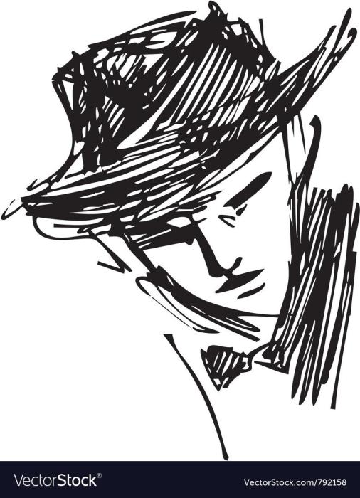 Набросок мужчина в шляпе