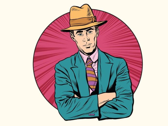 Нарисованный мужчина в шляпе