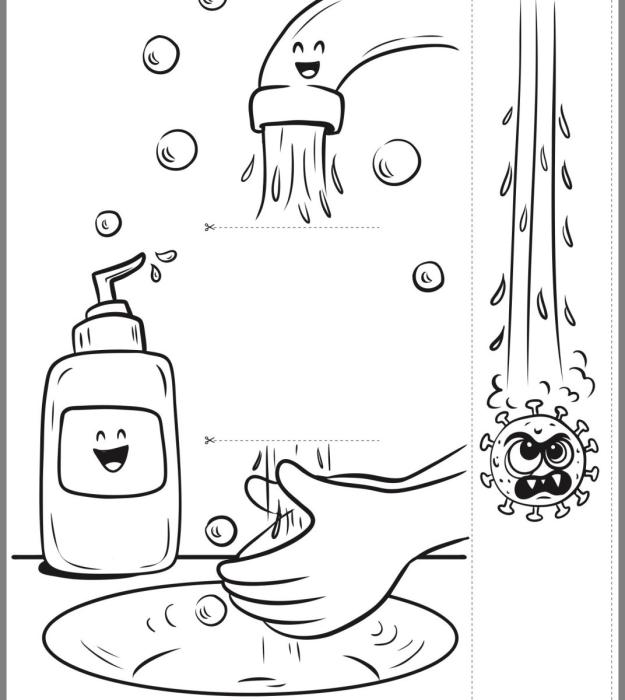 Раскраска мытье рук для детей