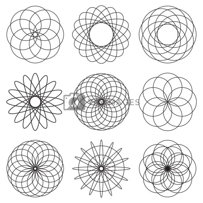 Начертить цветок циркулем