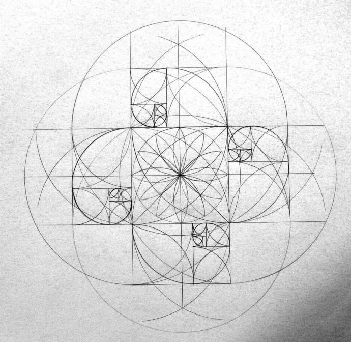 Цветок жизни и спираль Фибоначчи