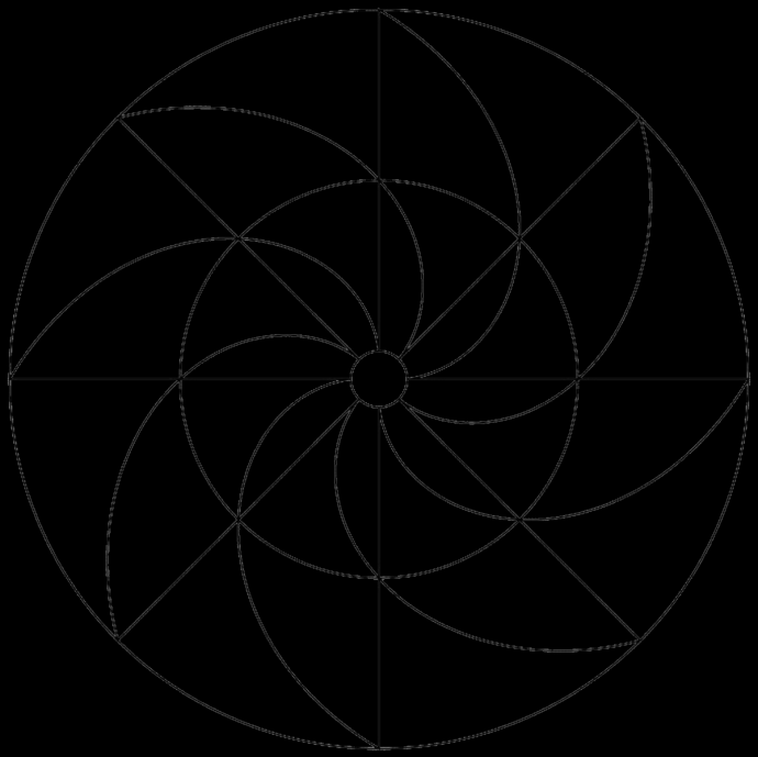 Узор из окружностей с помощью циркуля звери