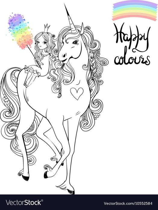 Раскраска Единорог и замок