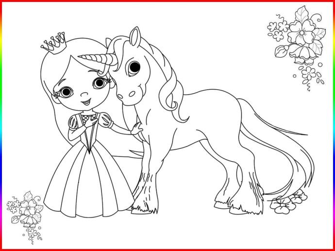 Единорог раскраска для детей легкий
