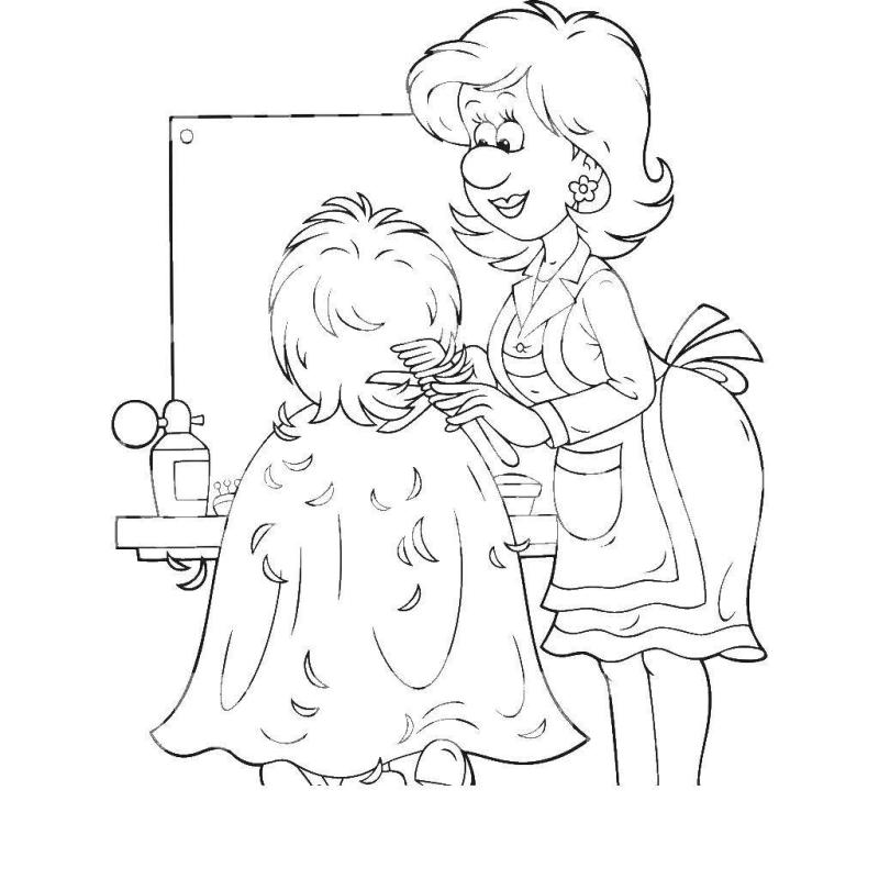 Раскраска парикмахер для детей