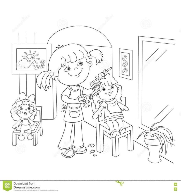 Раскраска парикмахер для детей