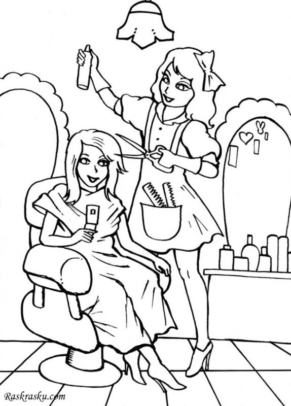 Парикмахер стрижет рисунок