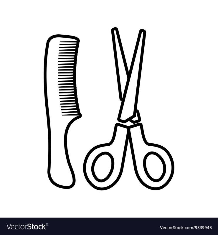 Ножницы и расческа на прозрачном фоне