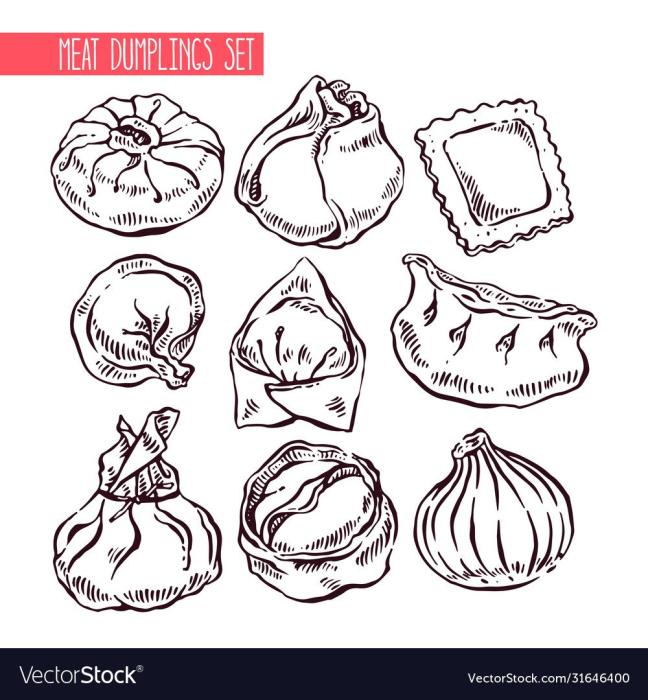 Наброски еды пельмени