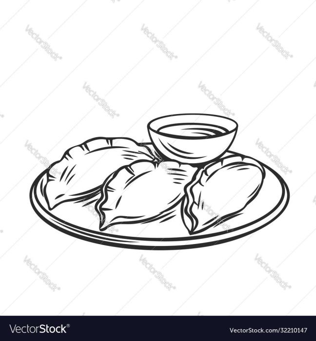 Раскраска пельмени в тарелке