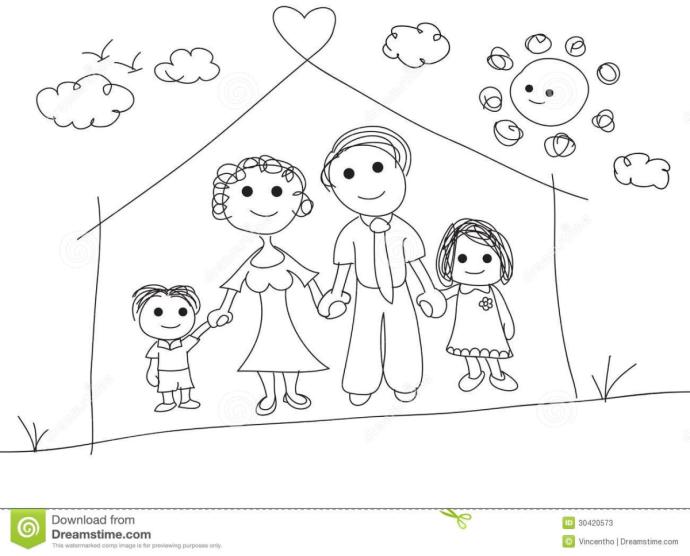 Семья картинка для детей раскраска