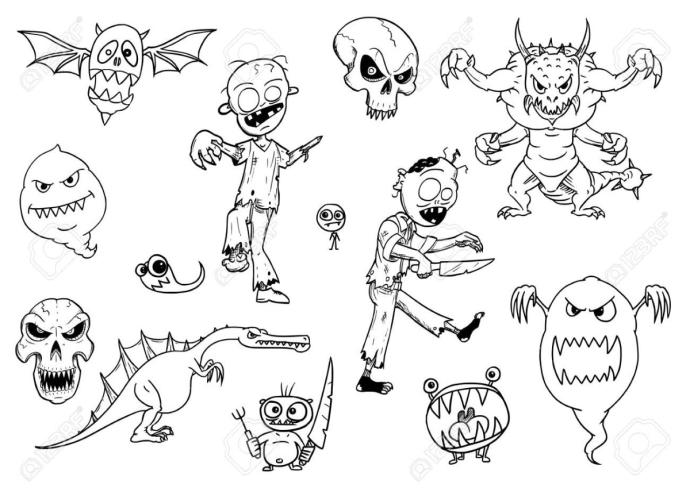 Раскраски Хэллоуин монстры