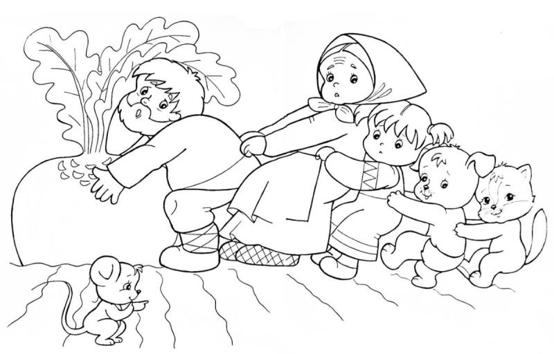 Раскраска к сказке кот петух и лиса для детей