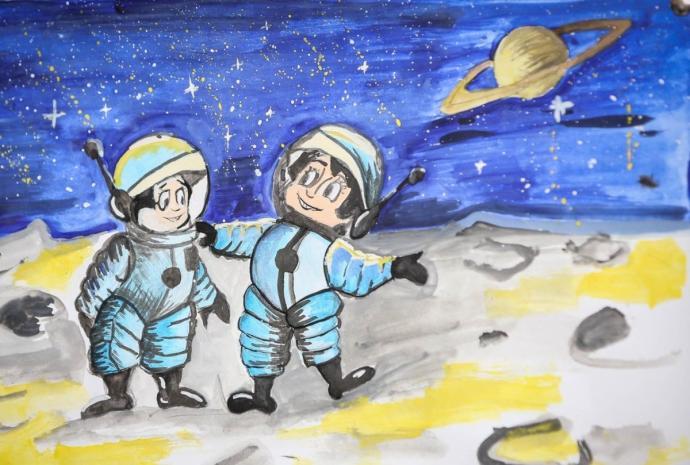 Рисунок на день космонавтики для детей
