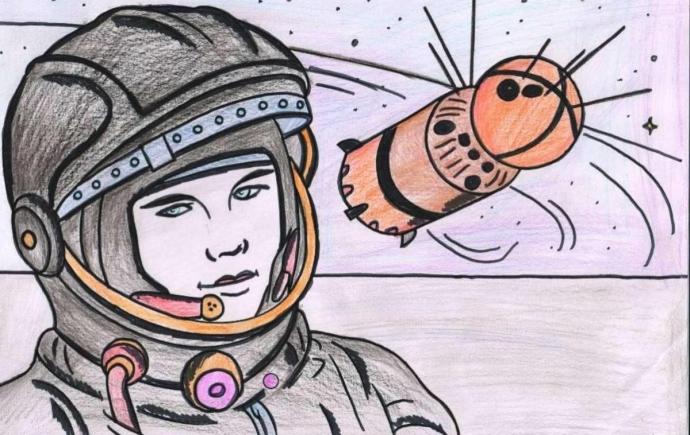 Рисунок ко Дню космонавтики карандашом