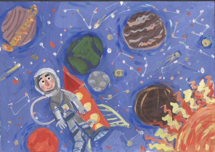 12 Апреля день космонавтики. Иллюстрации большого формата