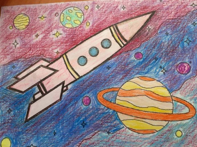 Школьный конкурс рисунков, посвящённый Дню космонавтики