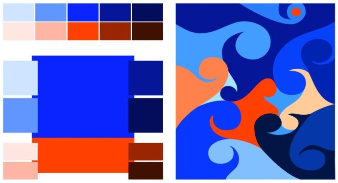 Контрастное сочетание цветов в композиции