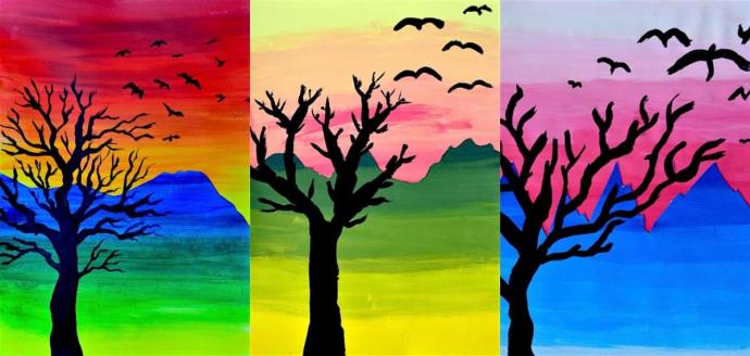 Контрастные рисунки красками легкие