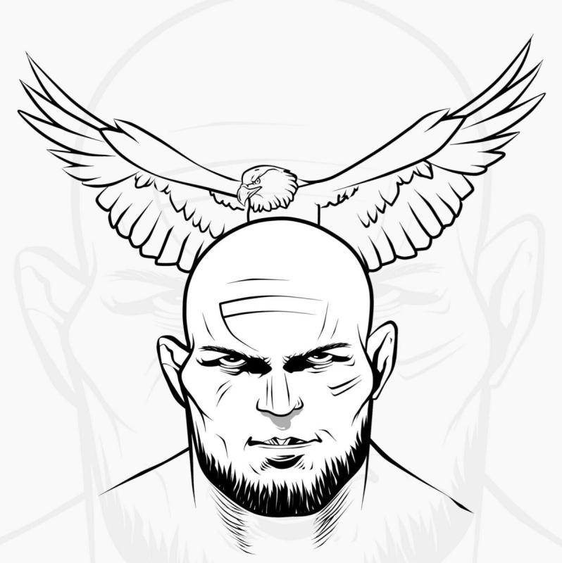 Хабиб Нурмагомедов рисунок карандашом