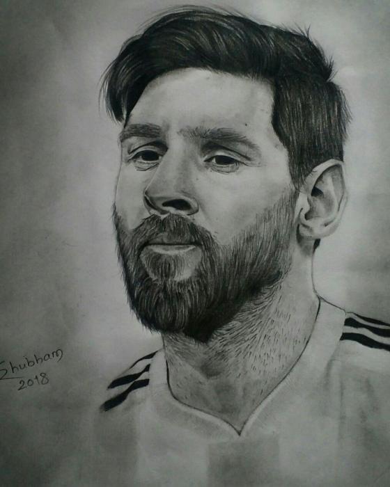 Лионель Месси арт карандашом