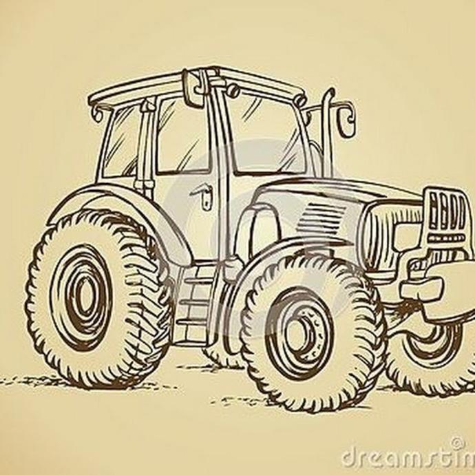 Раскраска трактор с плугом