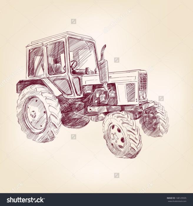 Трактор рисунок карандашом