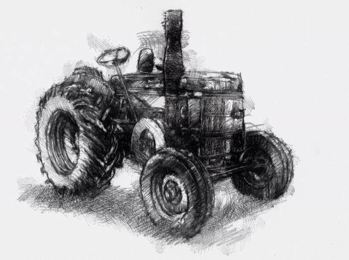Рисунок трактора карандашом67