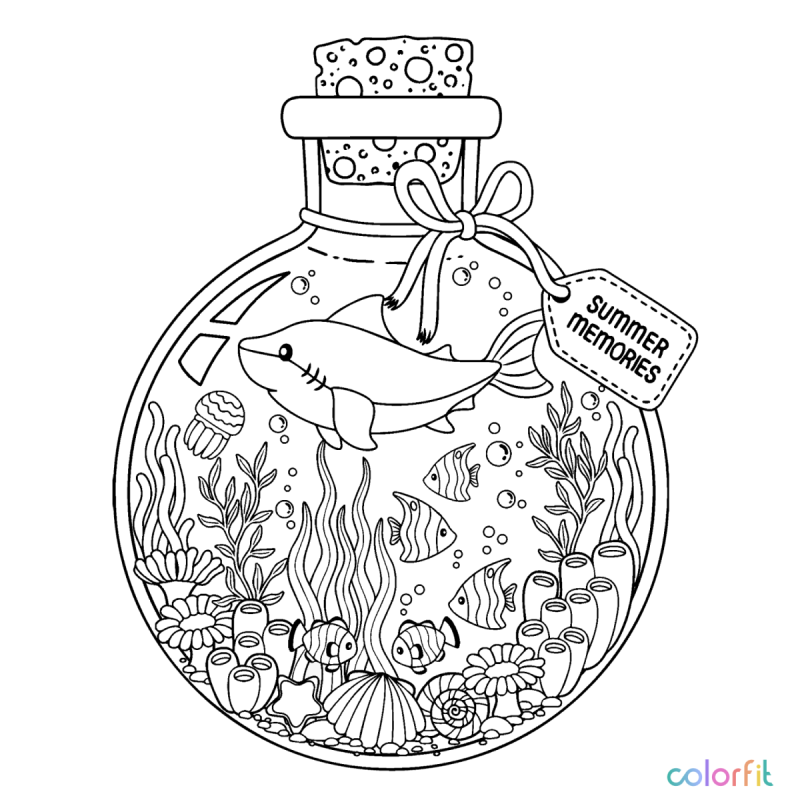 Раскраски антистресс лето в бутылке
