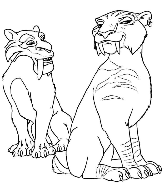 Саблезубый тигр раскраска охота