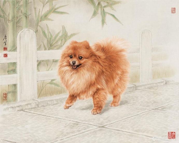 Померанский шпиц живопись