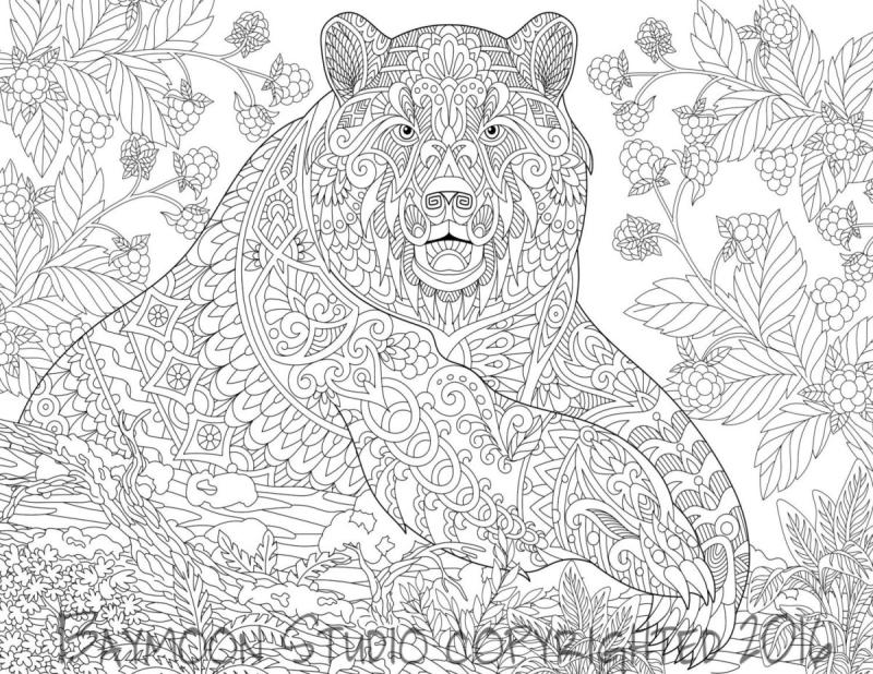 Раскраска антистресс медведь