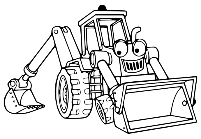 Боб Строитель экскаватор раскраска