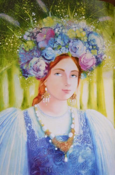 Девушка в национальном костюме рисунок