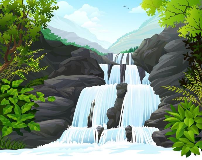 Водопад раскраска для детей