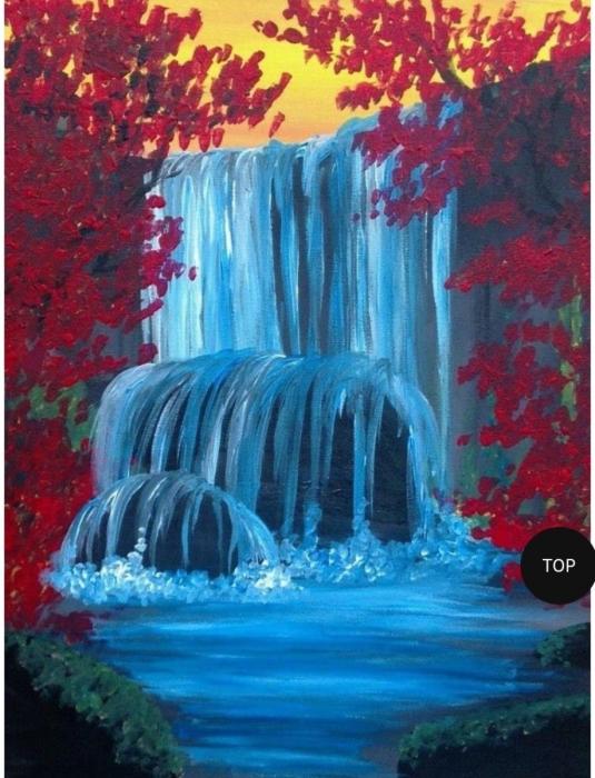Пейзаж с водопадом пластилина