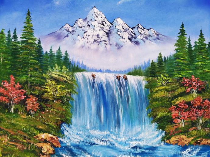 Поэтапное рисование водопада