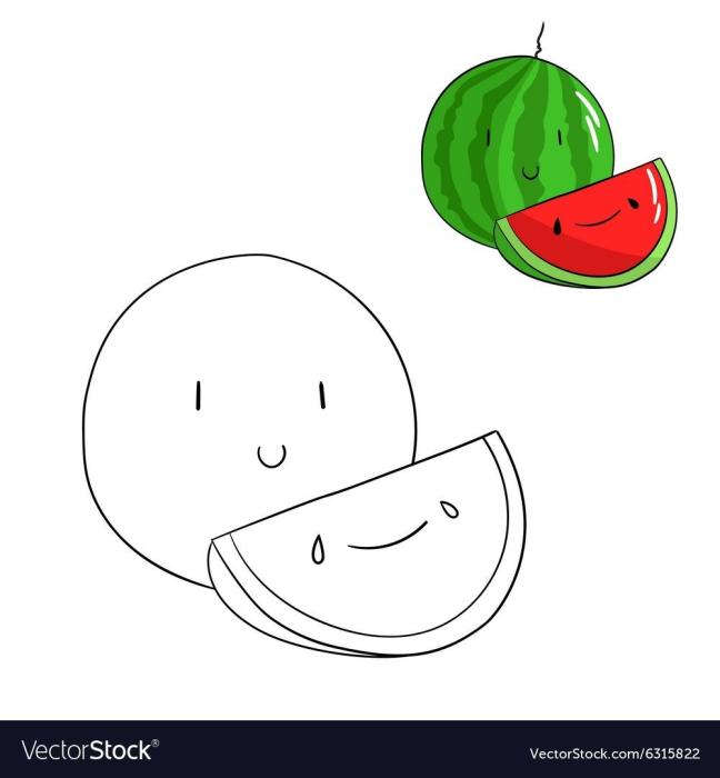 Рисование арбуза пошагово