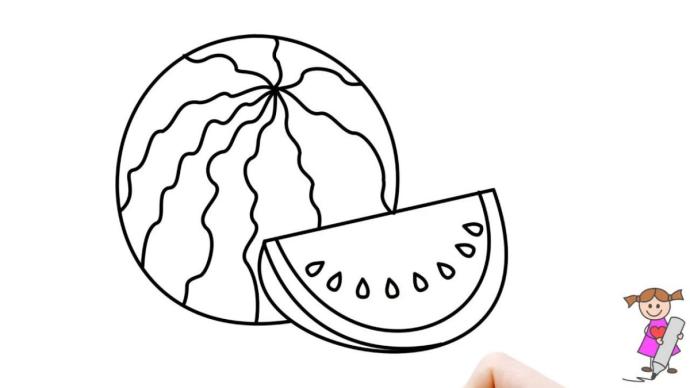 Арбуз раскраска для малышей